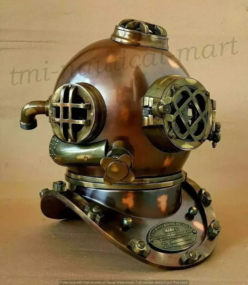 18" Diving Helmet US Navy Mark V Deep Sea Divers Antique Scuba SEA