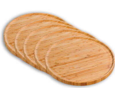 Kesper 58463 | 5er Set Pizzateller Servierteller ø 32 cm/Stärke: 1,5 cm Bambus