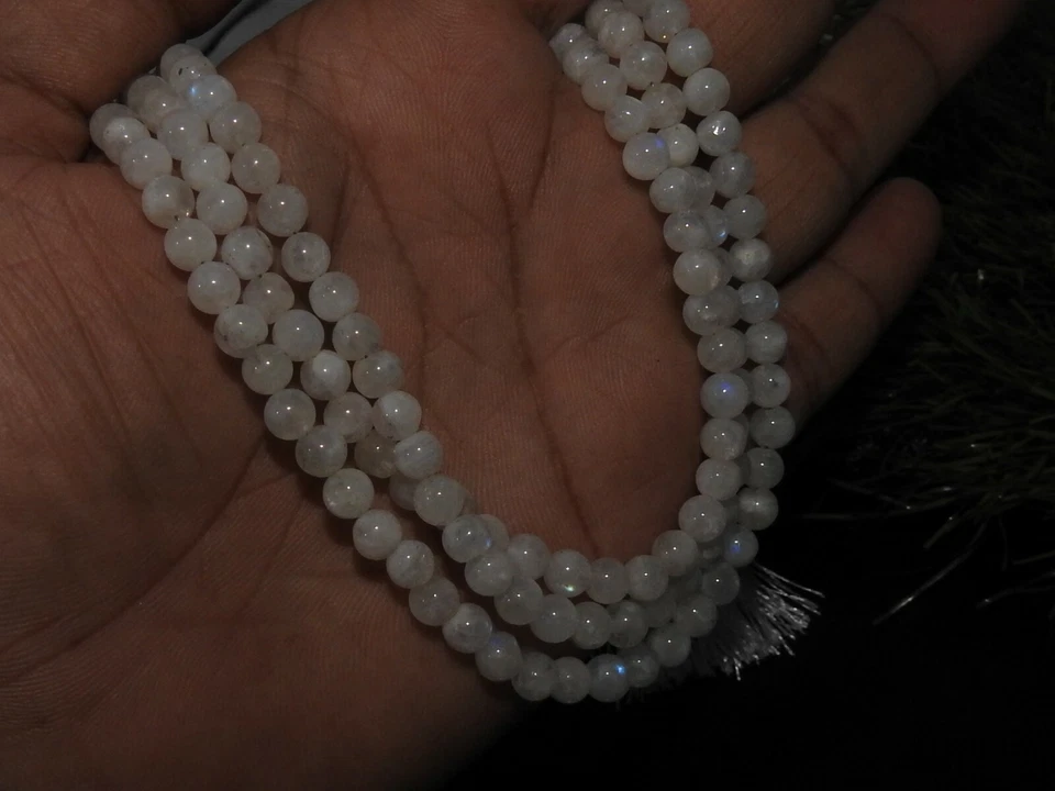 14-дюймовый белый радужный лунный камень гладкая круглая сфера шарообразная форма бусины 5 мм - Изображение 4 из 4