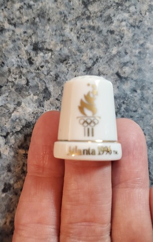 1996 Atlanta Olympic Games Set of 12 Ceramic Souvenir Thimbles Black & White - Picture 6 of 18