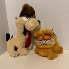 VTG Dakin 80's Comics GARFIELD  ODIE Tall Plush Jim Davis Cats Rule Dogs Drool