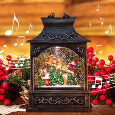 Christmas Lanterns, Lighted Christmas Snow Globes, Musical Snow Globe with Sw...