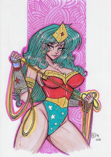 💥Wonder Woman (09"x12") original comic art by Edson Eike - TramaStudio💥