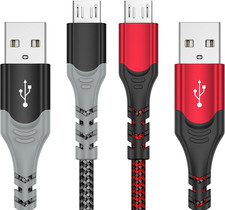 PS4 Controller Charger Charging Cable   2 Pack 10FT Nylon Braided Micro USB 2.0