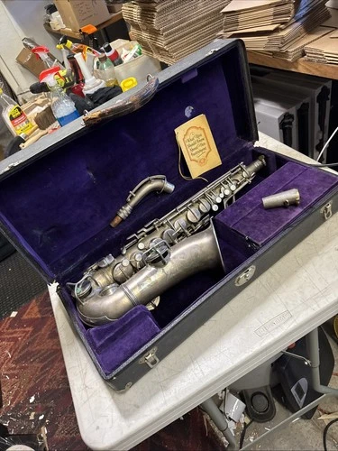 1928 Conn Chu Berry era Alto Saxophone w/  Case Silver plated - VGC