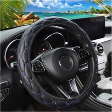 Non-slip Pu Leather Steering Wheel Cover With Lantern Patter Color Blackblue