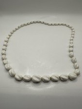 Vintage White Lucite Twisted Bead Necklace 28