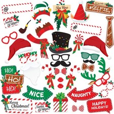 Christmas Photo Booth Props 38pc Set - Christmas Party Decorations, Party Fav...
