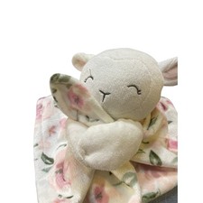 Gerber Modern Moments Security Blanket Pink White Lamb Floral Plush Lovey 12"