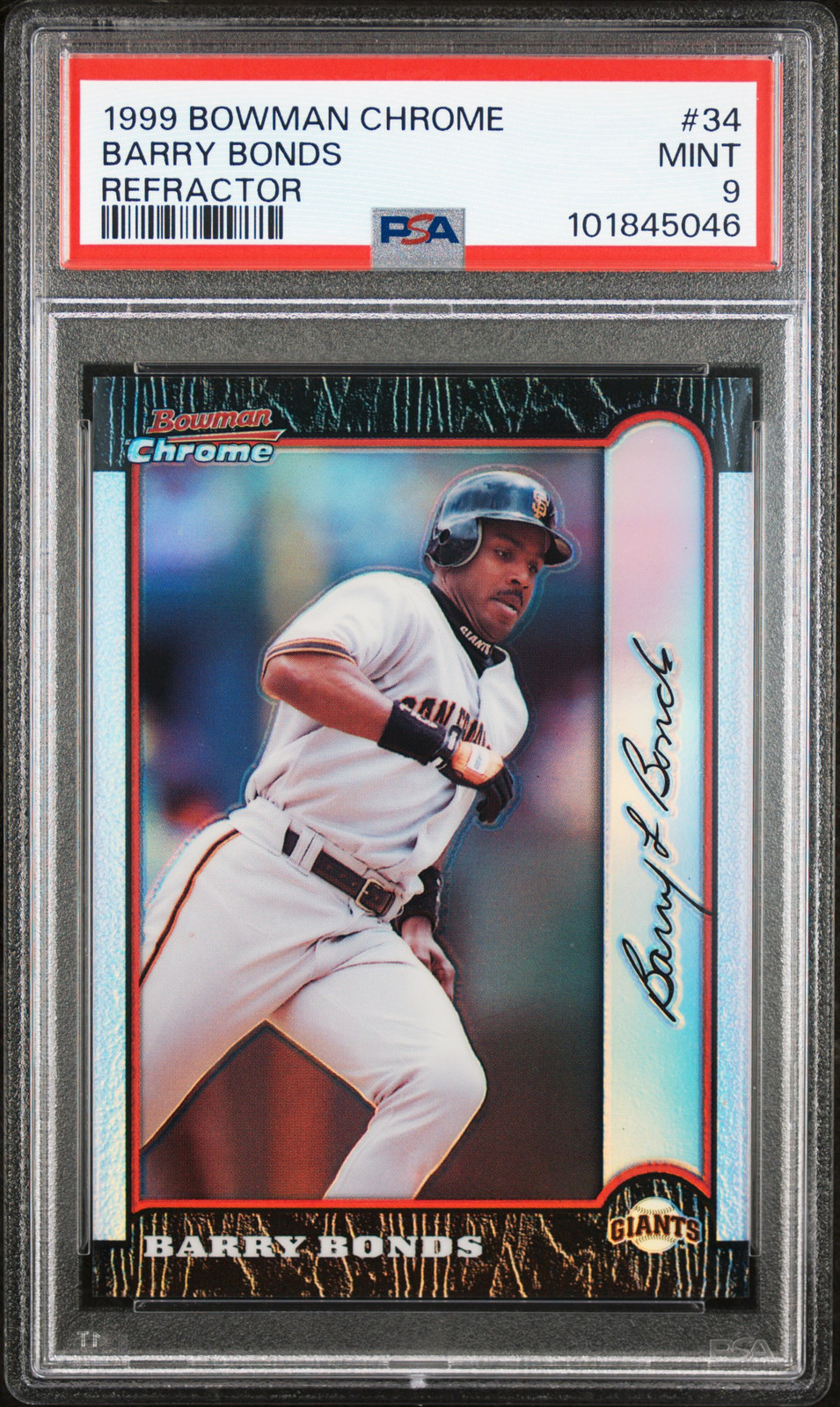 1999 BOWMAN CHROME REFRACTOR #34 BARRY BONDS PSA 9