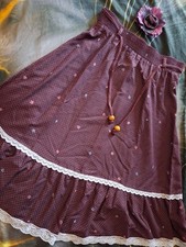 Vintage Prairie Skirt Plum Purple Floral Lace Hem Cottage Core 70s 80s Skirt