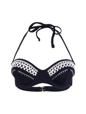 NWT California Waves Black Push-up L Underwired Bikini Swim Top 96065