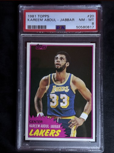 Topps 1981-82 Kareem Abdul-Jabbar Los Angeles Lakers #20 PSA 8 Graded