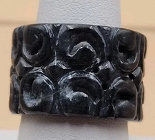 WORLD WIDE IMPORTS Carved Chinese Black Jade Ring Size 9.75