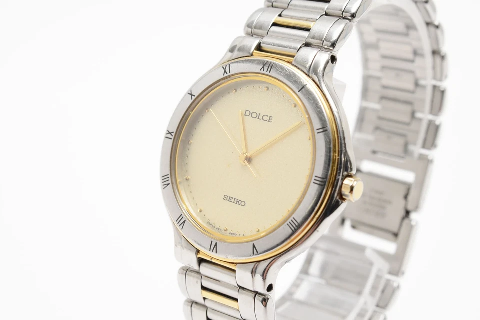 Reloj de cuarzo dorado vintage [N COMO NUEVO con estuche] SEIKO DOLCE 5E31-6B8A para hombre de JAPÓN Foto 3 de 4