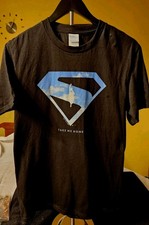 Mens Small Superman DC Comics Short Sleeve T Shirt Black W/Blue Logo New W/O Tag