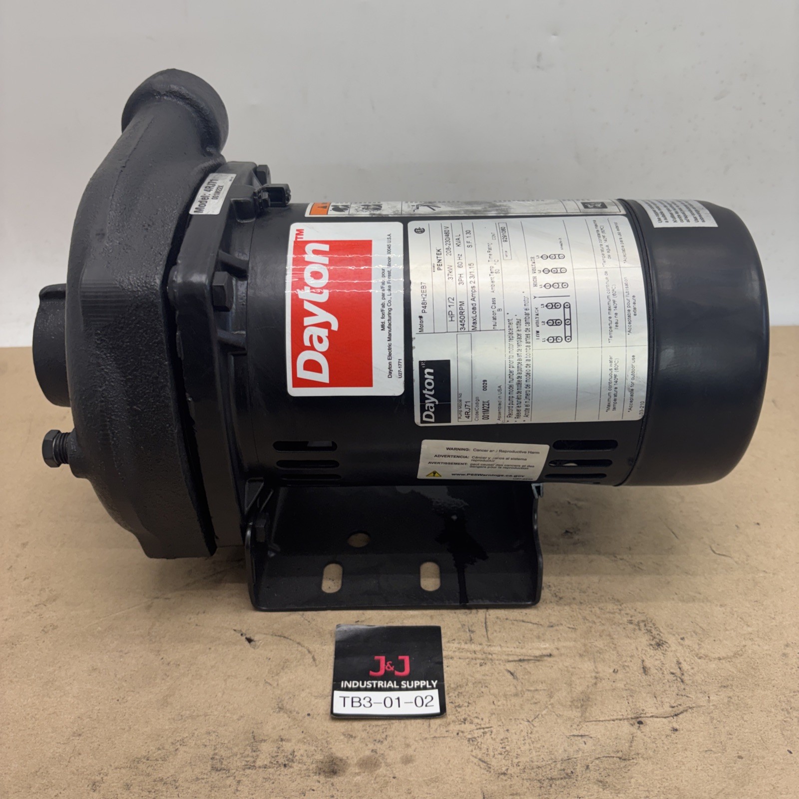 *NEW*DAYTON 4RJ71 Pump,1/2 HP,3 Ph,208 to 240/480VAC Fast Shipping Warranty.