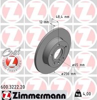 2X Zimmermann Bremsscheibe 600.3222.20 FüR VW Skoda Audi Seat