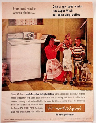 #ad RCA Whirlpool 1964 Vintage Print Advertisement 10x13 Washer Super Wash $13.50