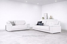 Brand New 3 Seater White Premium Faux Leather Sofa Settee Couch Living Room Sofa
