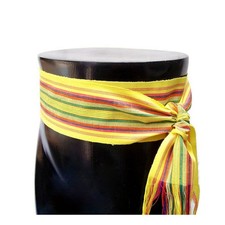 Vintage New Old Stock Striped Yellow Long Woven Belt, Handwoven Fabric Sash SA21