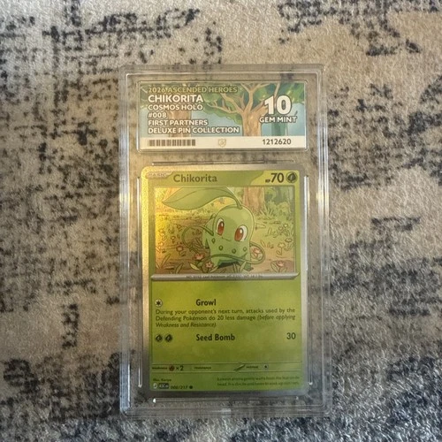 Pokémon TCG Chikorita cosmo holo 008/217 Ascended Heroes First Partner Ace 10