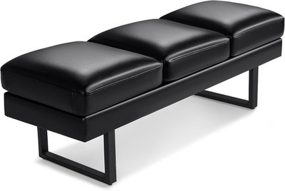 Furmax 3 Seat Waiting Room Chair Faux Leather 59.6 Inch for Office Black
