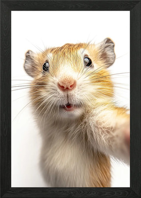 Niedliches Lemming Selfie gerahmtes Wandbild Poster Leinwanddruck Bild