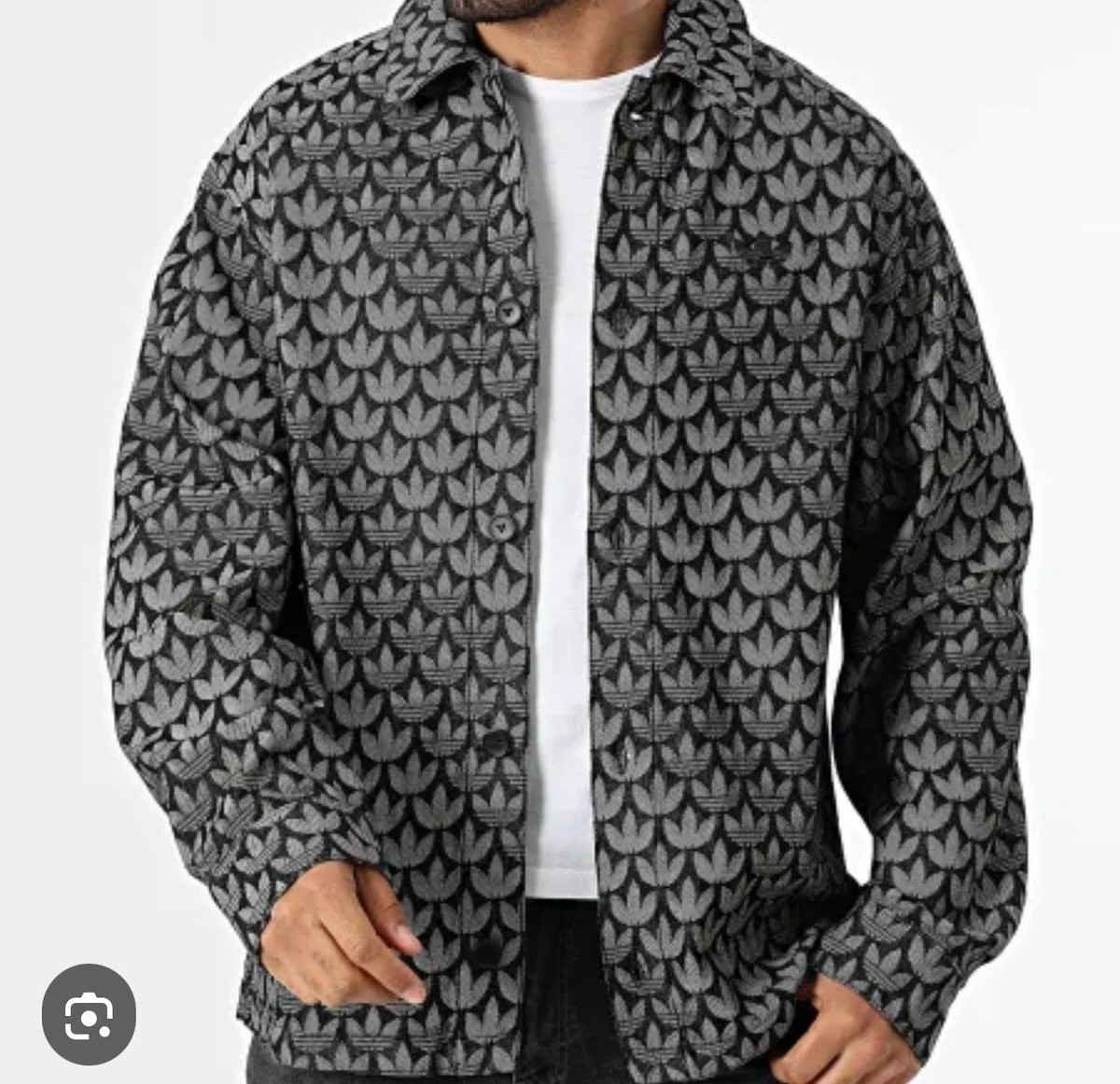 Adidas Originals Monogram Shirt Denim KC6379 LOOSE FIT BLACK New