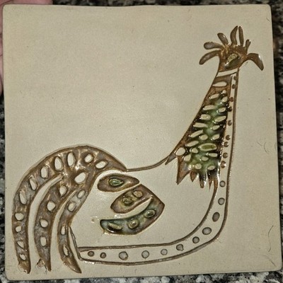 Vtg Bennington Vermont Potters Design #1534 Tiles Trivets Chickens 1960s.     33