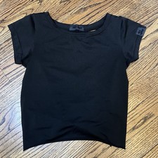 Jo Jax Youth Medium 8-10 Black Crop Top Cutout Tie Back Open Dancewear Hip Hop