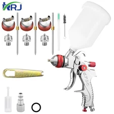 HVLP Paint Spray Gun 1.3mm Tip with Replaceable 1.5mm 1.8mm Nozzles Gravity Feed