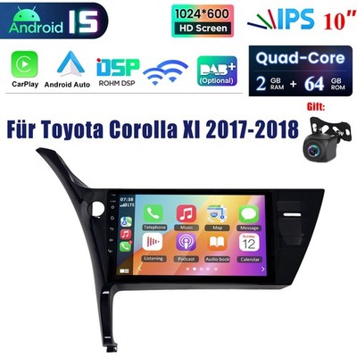 Car Stereo Radio GPS For Toyota Corolla Auris 2013-2018 Carplay Android Navi SWC
