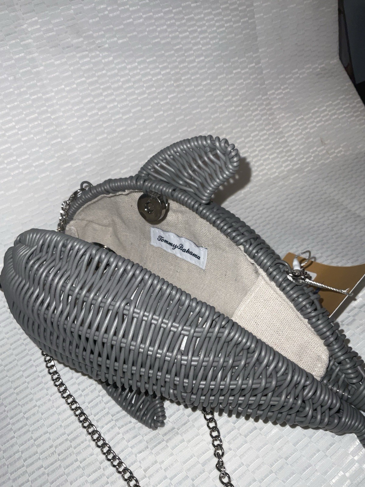 TOMMY BAHAMA NWT DOLPHIN CROSSBODY PURSE. SILVER CHAIN image 8