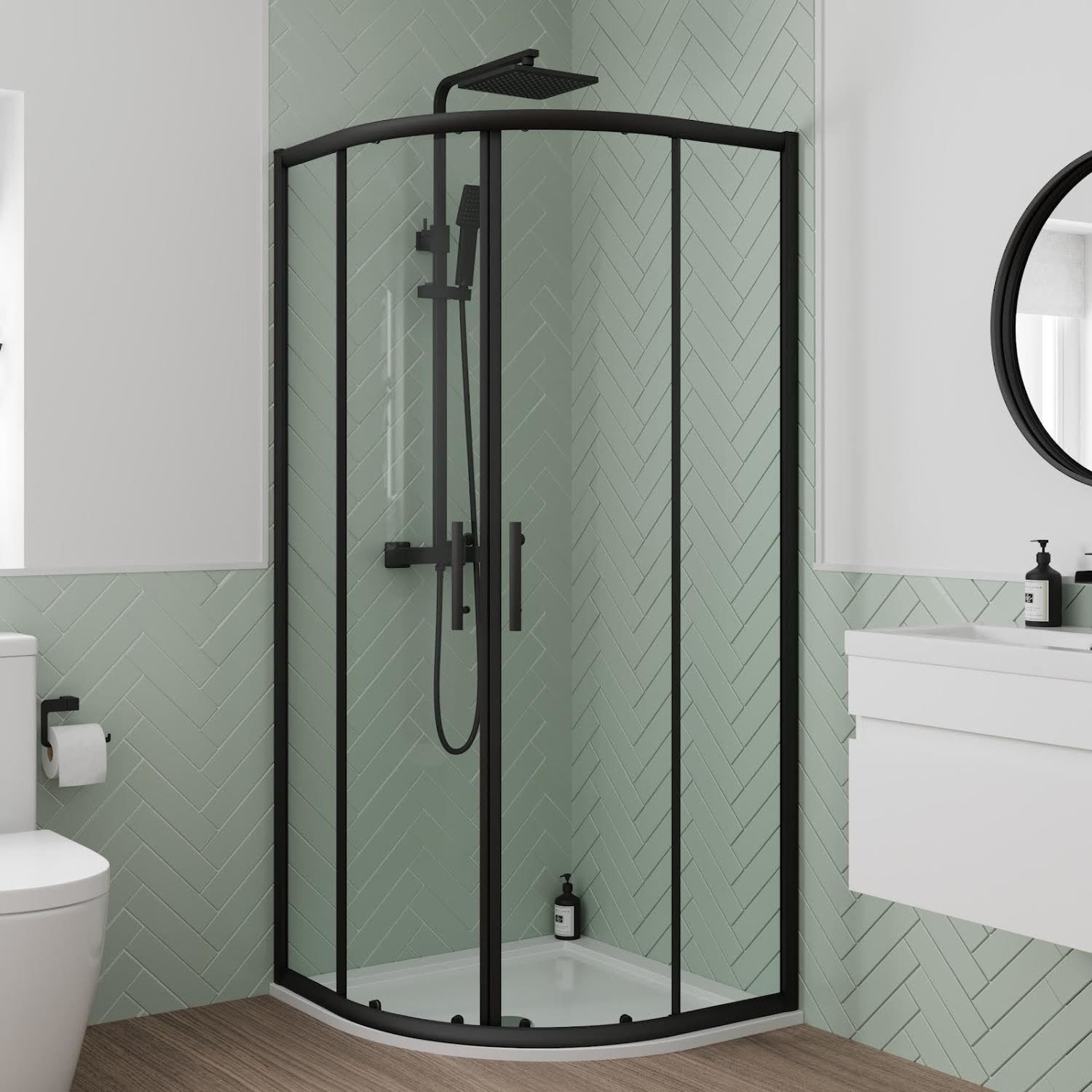 Avox Quadrant Shower Enclosure 900mm - 6mm Black