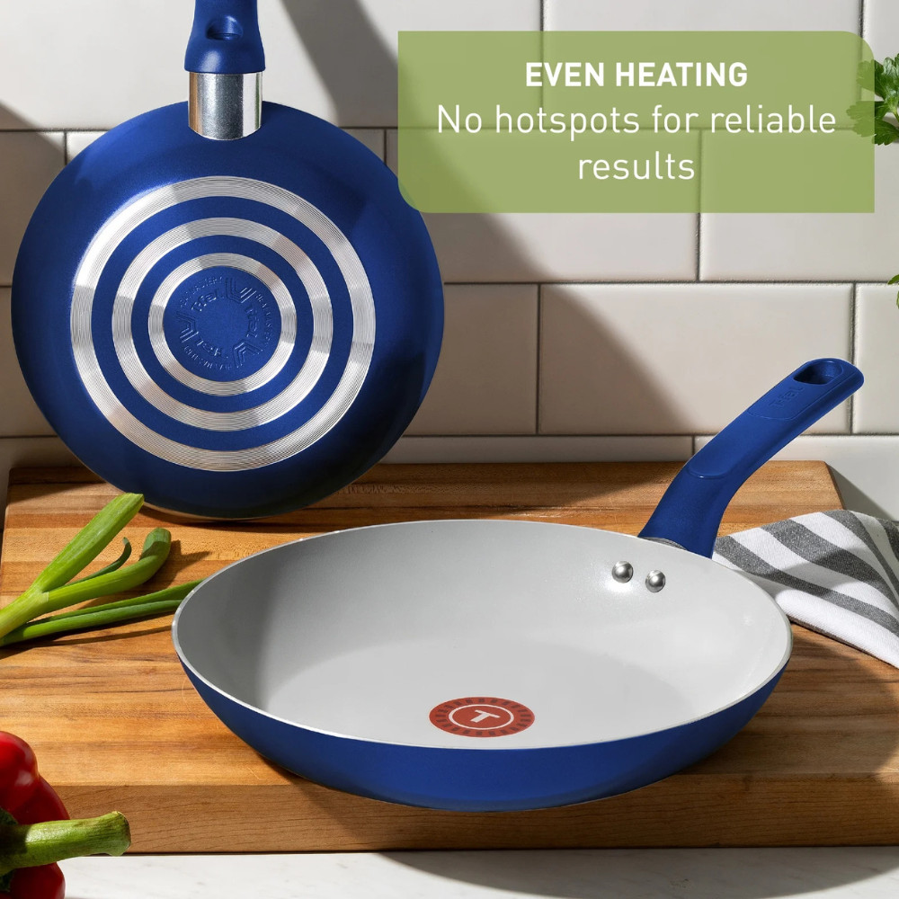 T-fal Easy Care Ceramic Nonstick 5-Quart Jumbo Cooker Saut&eacute; Pan with Lid Blue