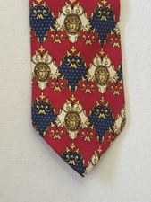 GIANNI VERSACE VINTAGE '90s BAROQUE MEDUSA HEAD TIE RED BLUE GOLD MADE IN SPAIN