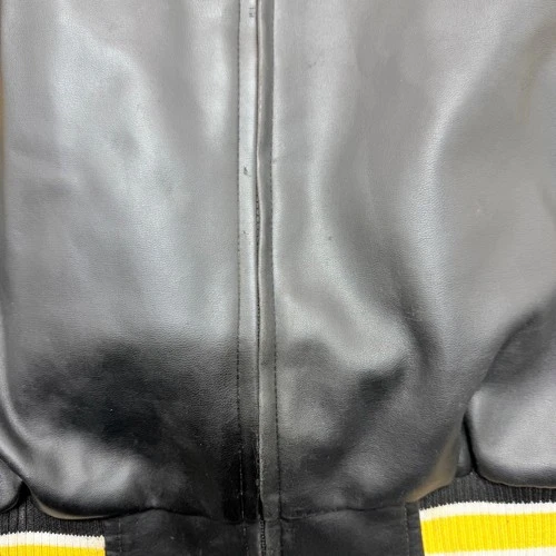 NFL Pittsburgh Steelers Faux Leather Varsity Jacket Mens Large Black Yellow image 7