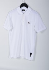 Men's Fendi White Polo Shirt XL Metal FF Logo