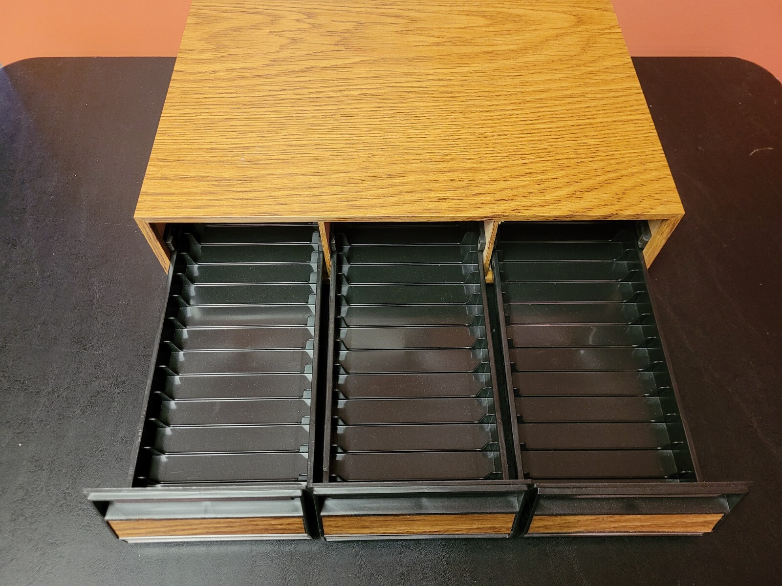 Faux Wood Audio Cassette Holder Holds 42 Cassettes eBay