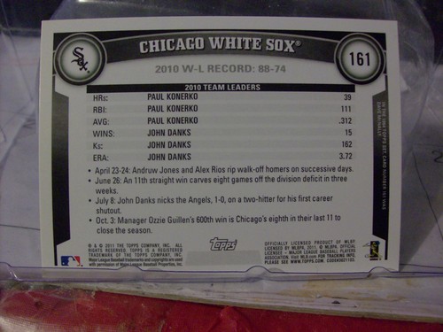 2011 Topps Baseball Card #161 Chicago White Sox TC (10659) - Imagen 2 de 2