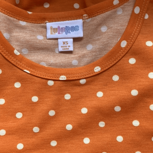 LulaRoe Jessie Swing Dress Size XS Orange Polka Dot Side Pockets New Comfort - Picture 7 of 10