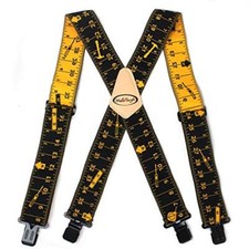 Melo Tough Men's Suspenders Fully Elastic 2 inch Wide X back Heavy Black Rule