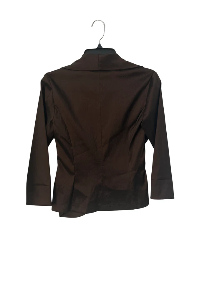 Chaqueta Blazer Para Mujer TADASHI SHOJI Marrón Botón Calce Ajustado Formal Talla 8 Med Foto 2 de 3