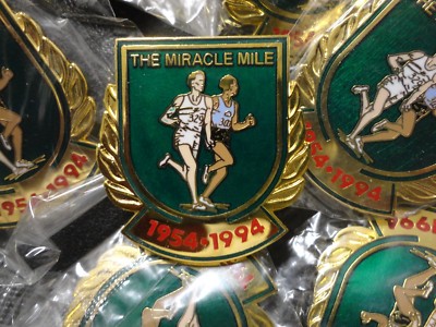 Wholesale 25 New Track & Field Coach Bannister & Landy GREEN Shield Running Pins