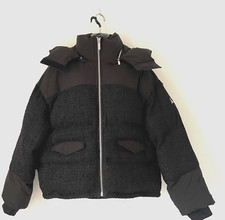 Maniere De Voir Oversized Black Teaxtured Hooded Heavy Coat Size Large