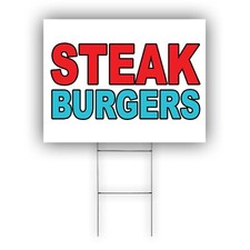 Steak Burgers Advertising Hamburg Steak Chicken, Beef burger Coroplast Yard Sign