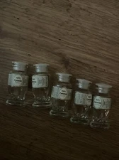 Rare Vintage Upjohn Zymacap Multivitamins 2 1/4” Bottles (9) Glass Stopper Top