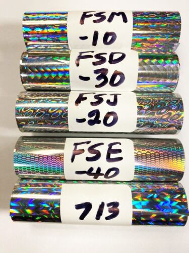 Fish Scales Hot Stamp Holographic Foil -3" x 30’ -5 Rolls-New Styles -FREE Ship - Afbeelding 1 van 6