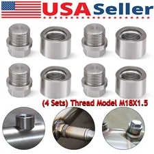 (4 Sets) 304 STAINLESS O2 OXYGEN SENSOR WELD ON BUNG PLUG M18 X 1.5 THREADED